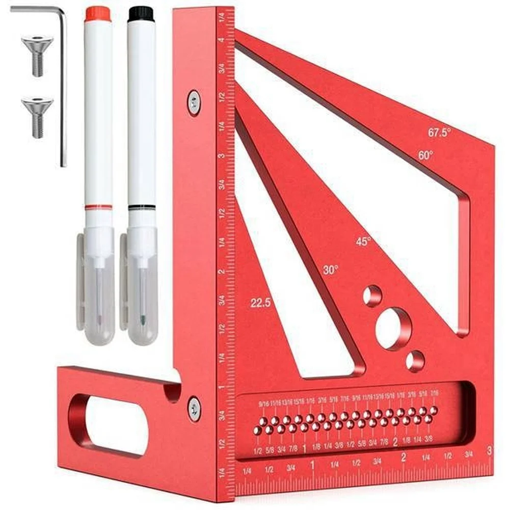 Woodworking Workshop Layout - Czerwony kątomierz 3D wielokątny do trasowania